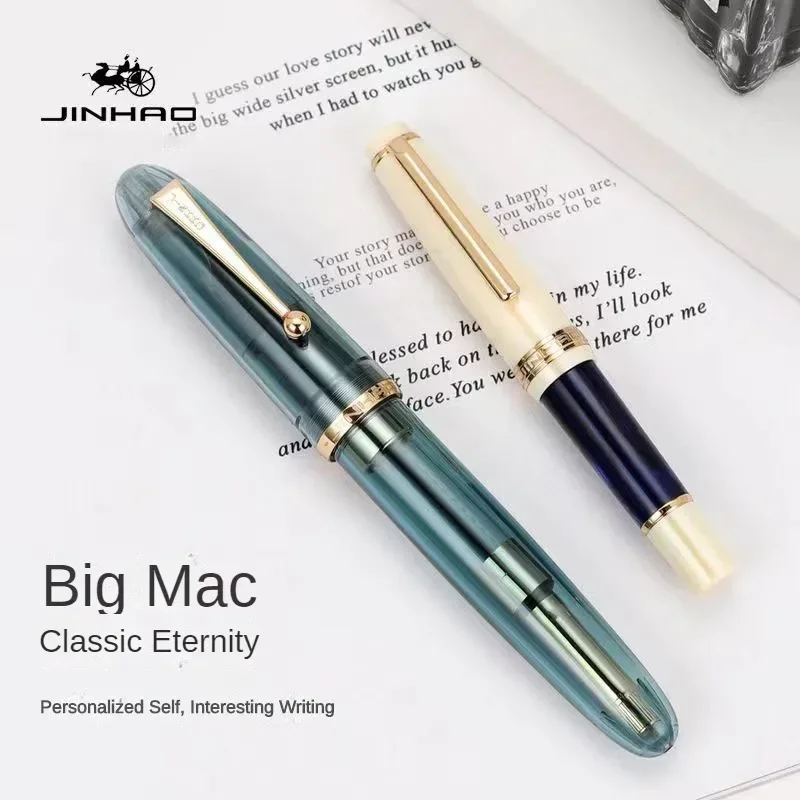 Transparent Luxury Resin Fountain Pen - Fine Writing Instrument for Office & School Supplies