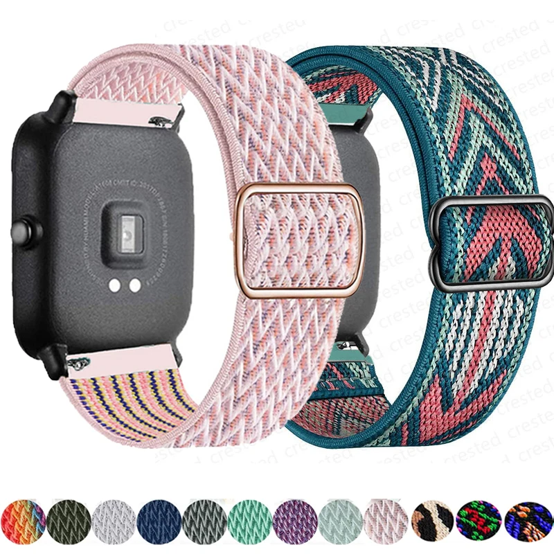 Pulseira de relógio elástica de nylon para Amazfit Bip, pulseira para GTS 4, 2, 2e, 3, GTS2 Mini, GTR, 4, 3, Pro, GTR2, 42mm, 20mm, 22 milímetros cinta