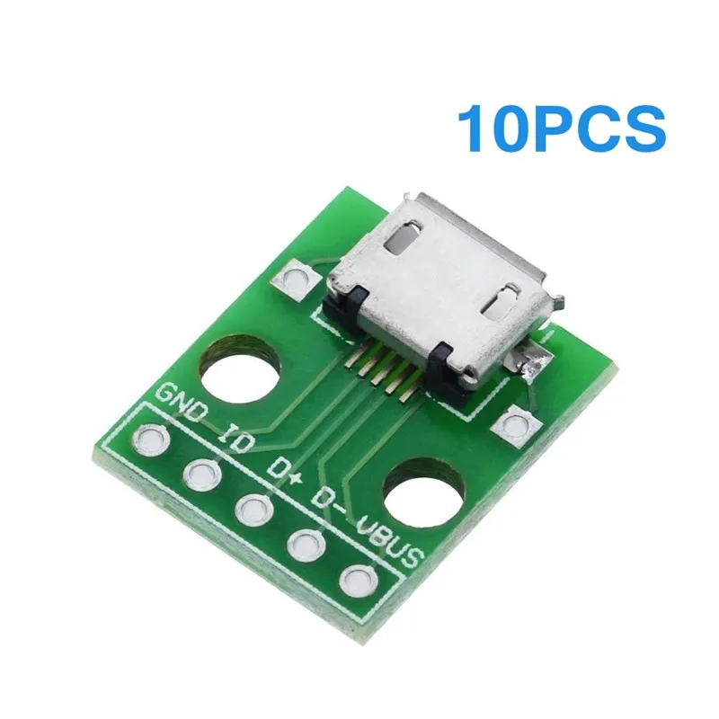 10-50개/몫 마이크로 USB-DIP 암 소켓 타입 B, 5핀 마이크로 USB, 표면 실장형 스루홀 어댑터 보드