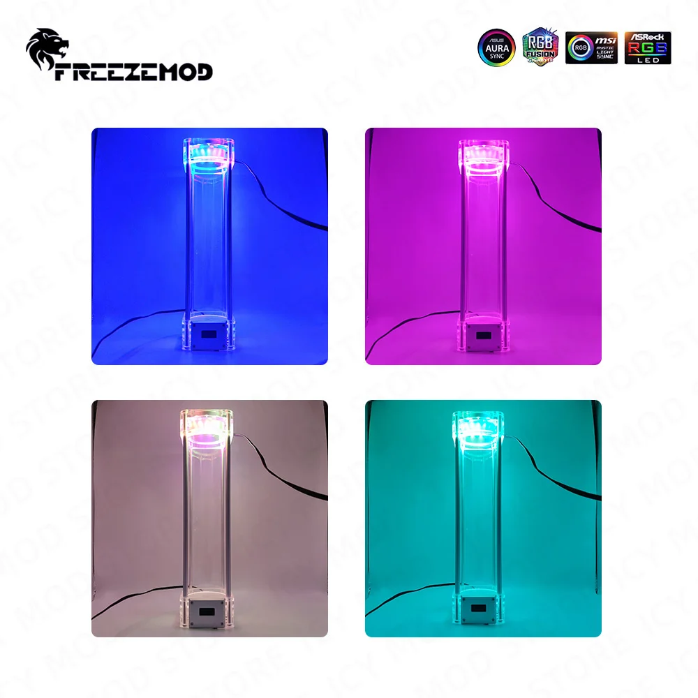 Zemod-a-rgb Tanque de Água Quadrado Cubóide Temperatura Aura Display Lcd Tampa de Metal Pm-wdx5v 5v 168 mm 218 mm 268 mm - Imagem 3