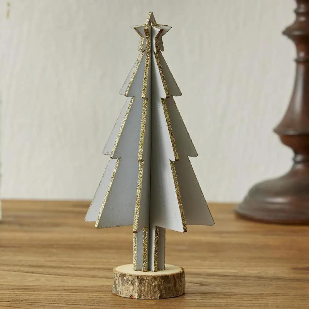 Shelf Christmas Ornament Mini Wooden Christmas Tree Wooden Tree Tabletop Ornaments for Home Farmhouse for Office