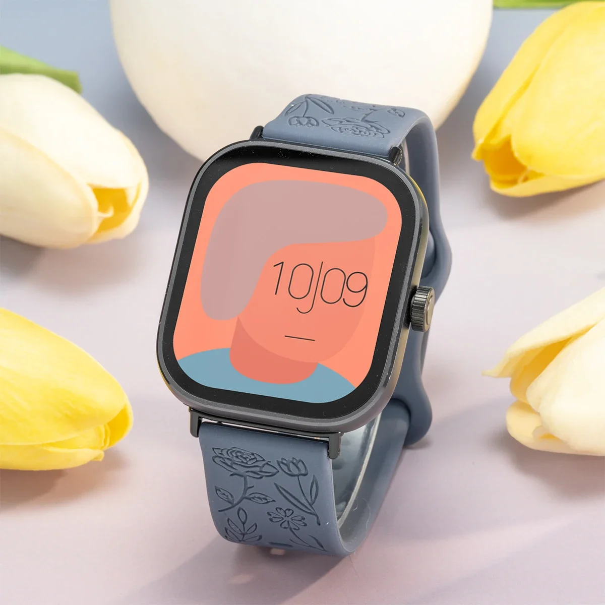 Magnetic Silicone Smartwatch Strap with Carvings Design - Universal Fit Bracelet Accessory