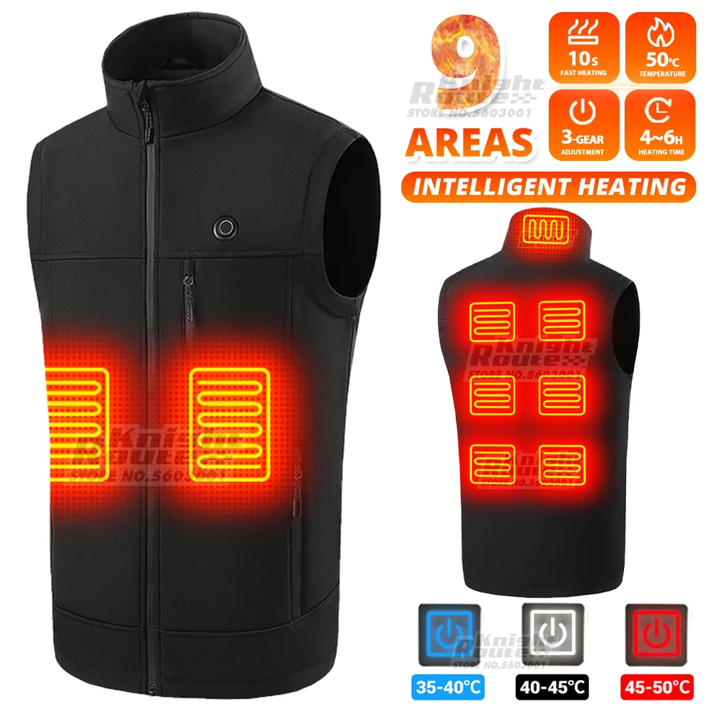 

9 Areas Self Heating Vest Men's Heating jacket Thermal Women's USB Heated Vest Warm Motorcycle Fishing Camping Winter Washable