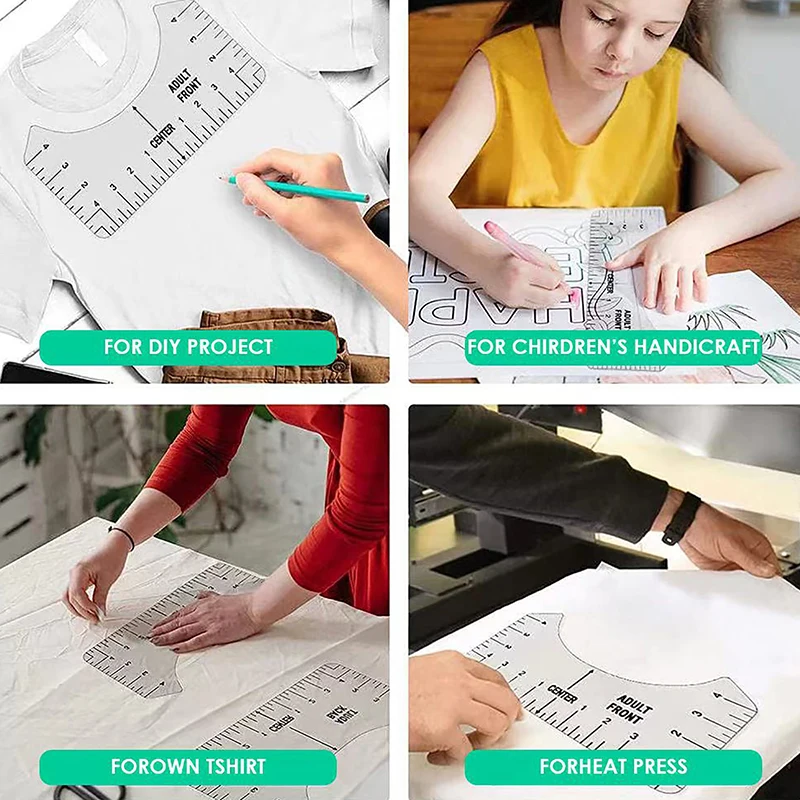Guida righello maglietta allineamento vinile, strumento di misurazione della camicia Centro di posizionamento Desgins Modello DTF tasca logo sul petto sinistro, accessori per Cricut pressa di calore