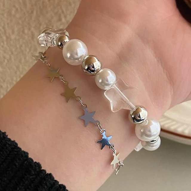 COLORFUL BLING Y2k Bracelets Grunge Star Accessories Y2k Aesthetic Bracelet  for Women Girls Punk Jewelry Gift