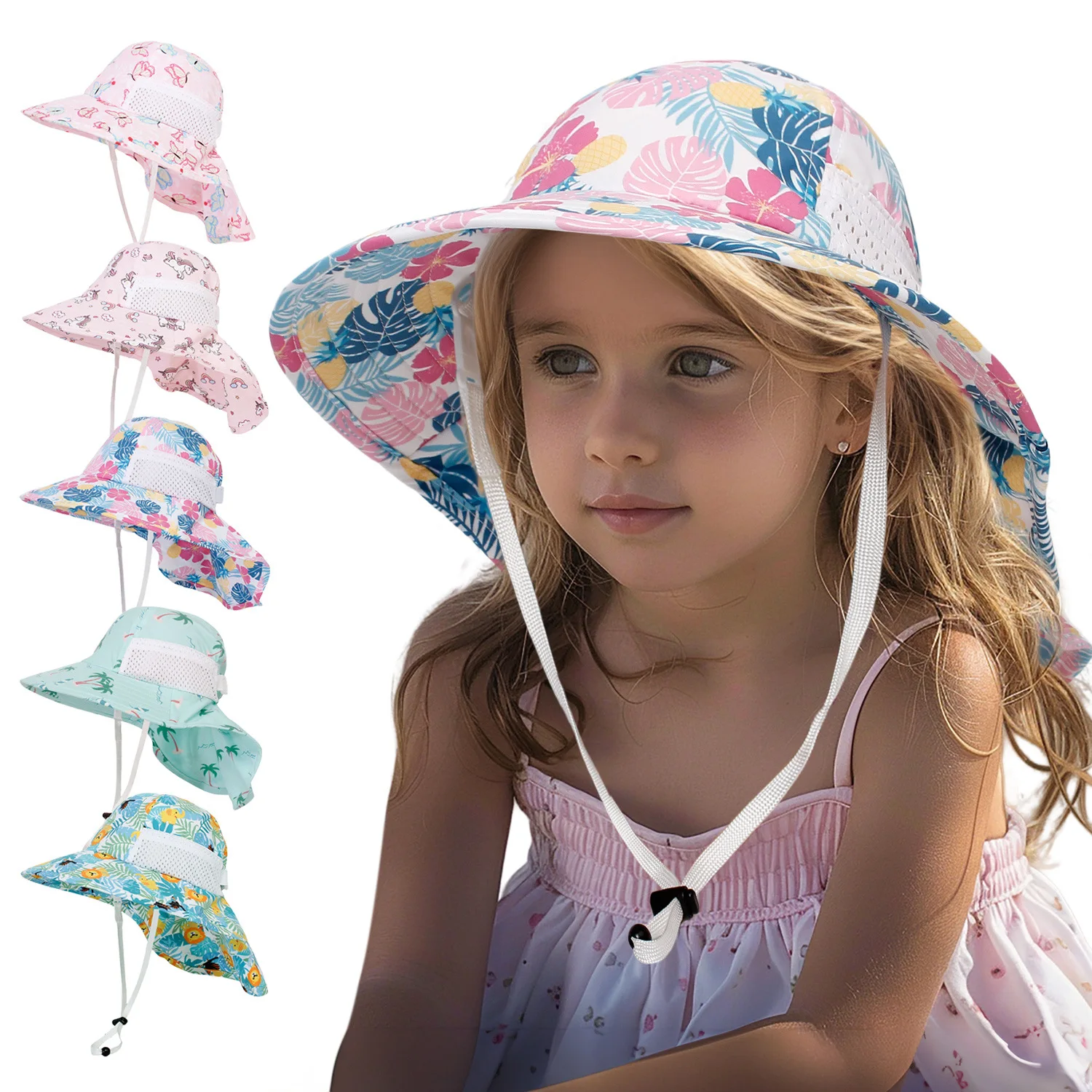 2025 Summer Children Panama Hat Large Brim Baby Shawl Sun Hat Boys Girls Breathable Mesh Sunshade Head Size 46-58cm sun hat,sun protection hat