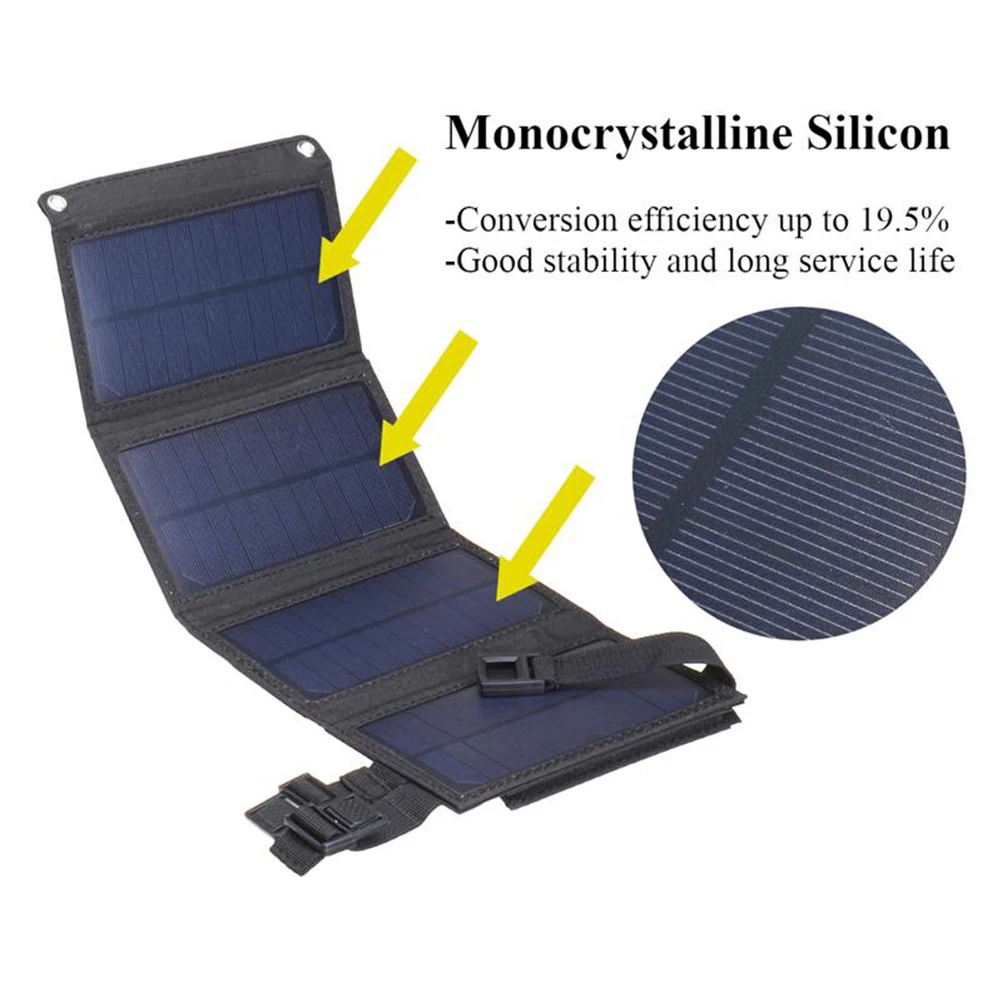 20W 5V Solar Panel Portable Cells Power Bank Battery Solar Charger for Mobile Phone Folding Solar Panel for Outdoor Hike Camping