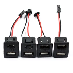1PCS Double USB Female Base Type-C Charging Socket with Cable Connector