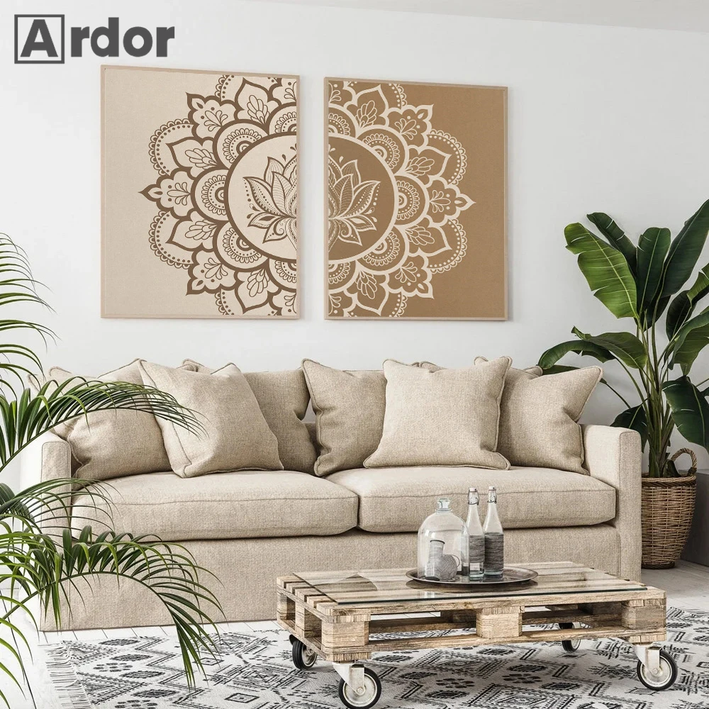 

Bohemia Posters Mandala Canvas Picture Painting Yoga Zen Art Prints Abstract Beige Poster Nordic Wall Pictures Living Room Decor