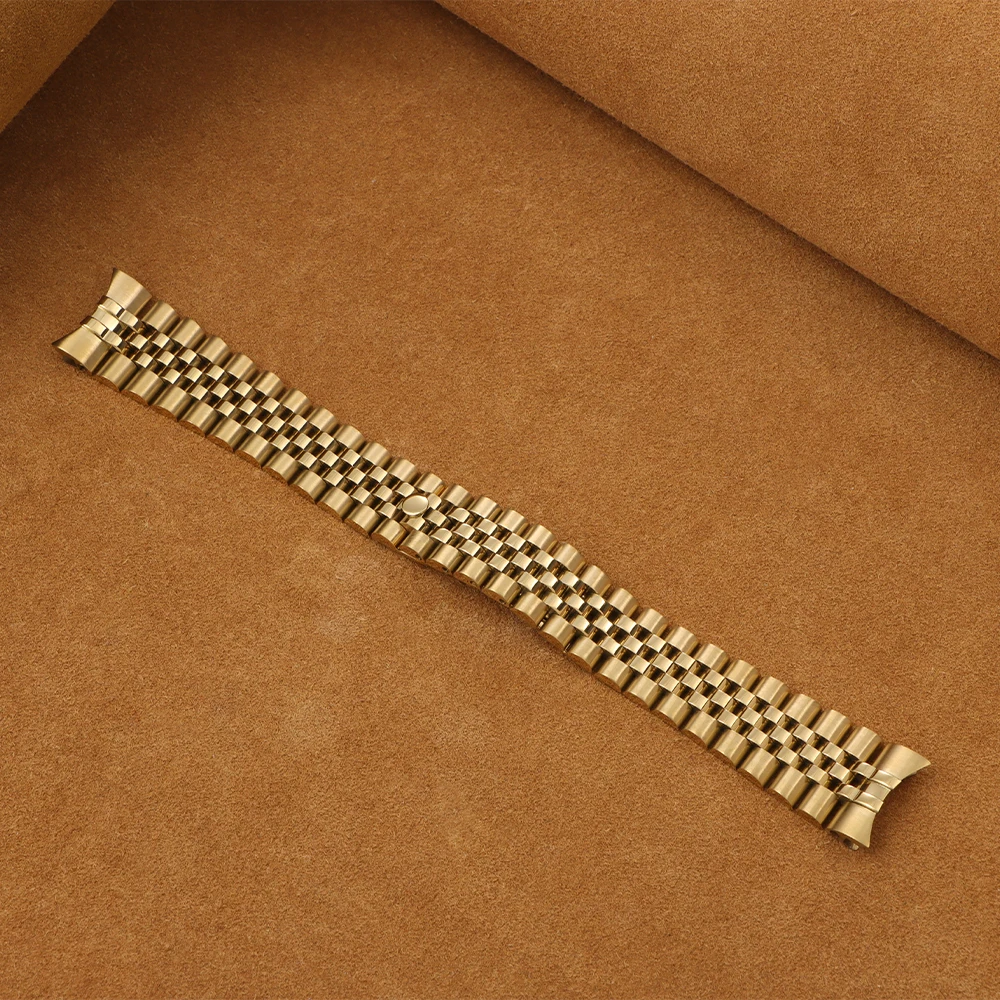 Solid Stainless Steel Curved End Watchband Strap for Jubilee Luxury Watches