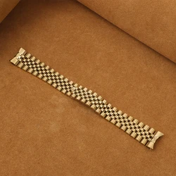 Solid Stainless Steel Curved End Watchband Strap for Jubilee Luxury Watches (Gold)