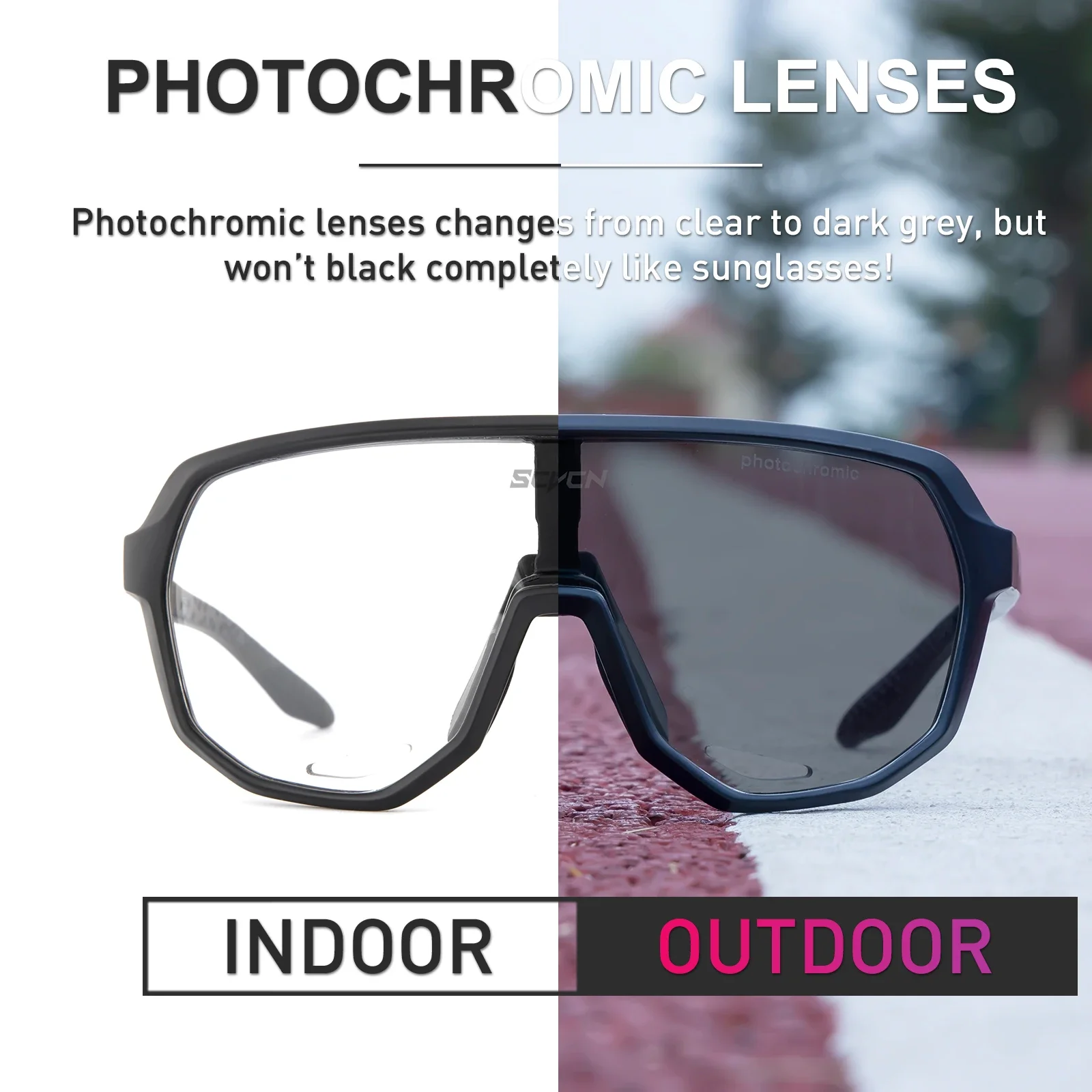 Scvcn-New Sunglasses Photochromic Cycling Glasses for Men Bicycle Mountain Bike Cycling Goggles UV400 MTB Polarized Road Women