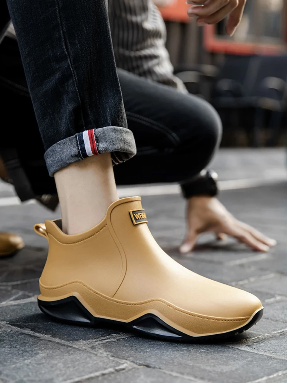 New Rain Shoes Ankle Women Waterproof Shoes Rain Boots Men