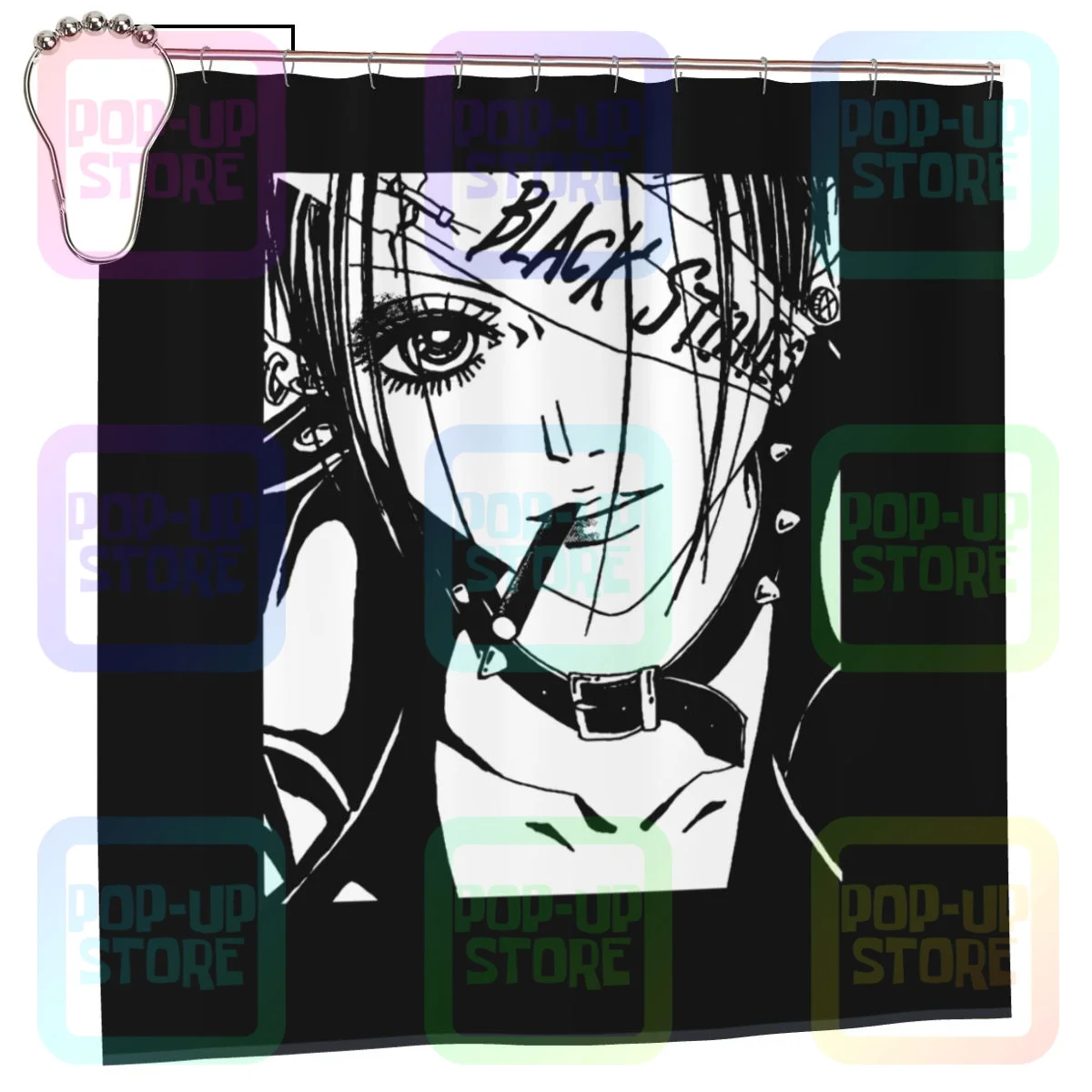 Maglia Tributo Nana Black Stones Anime Manga Cartone Giappone 2 Shower Curtain Bathroom Curtain Custom No Fading