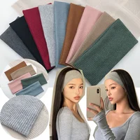 Women Solid Color Knitting Headband Elastic Vintage Yoga Sports Hairbands Gym Outdoor Sweat Absorbing Headwrap Hair Accessories 1