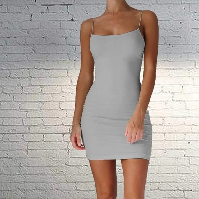Bodycon Mini Dresses for Women Straps Sleeveless Camisole Dress Summer Casual Sexy Ladies Night Club Wear Slim Short Dresses 4