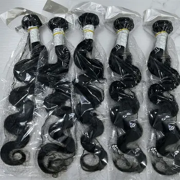16A Body Wave Bundles Human Hair Brazilian Virgin Weave Raw Hair 3 4Pcs Unprocessed Double Weft Bundles Extensions Natural Black 1