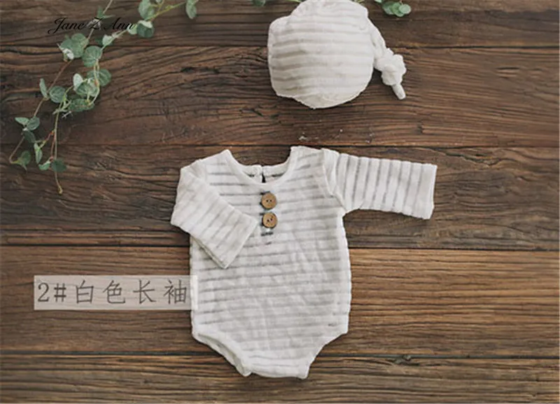 Baby boy striped elastic bodysuit with hat twins clothing newborn photo props 4 colors studio shooting outfits