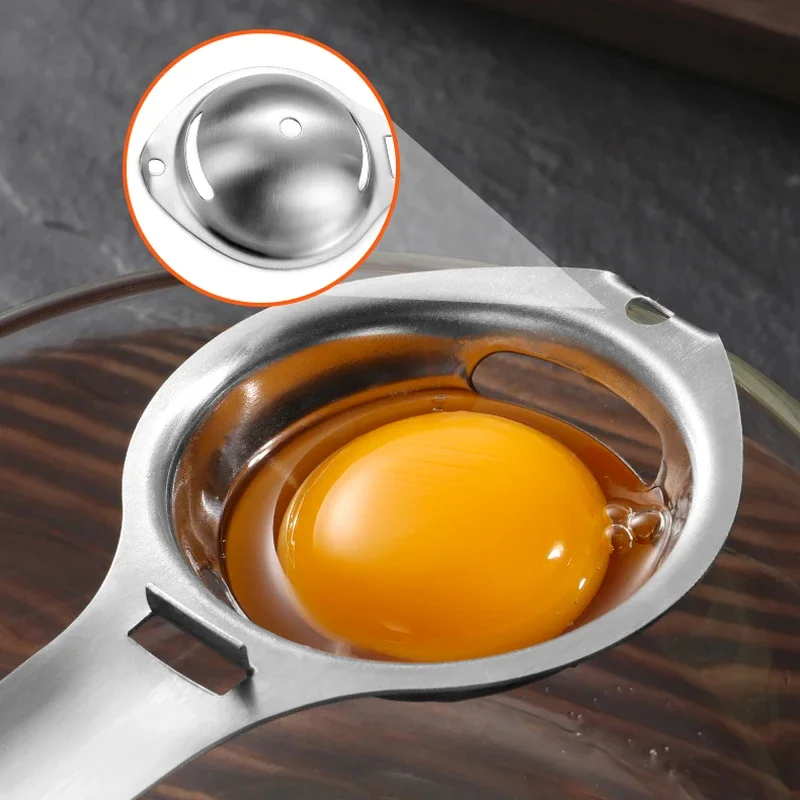 Egg Separator Long Handle Egg Yolk Separator Stainless Steel Tools Yolk White Divider Filter for Cooking Kitchen Accessories Egg Separator