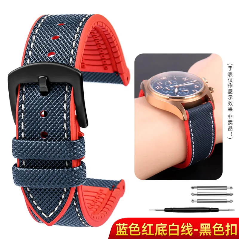 Premium Nylon-Silicone Waterproof Watch Strap for Men - 19mm, 20mm, 22mm Rubber Wrist Band Accessories