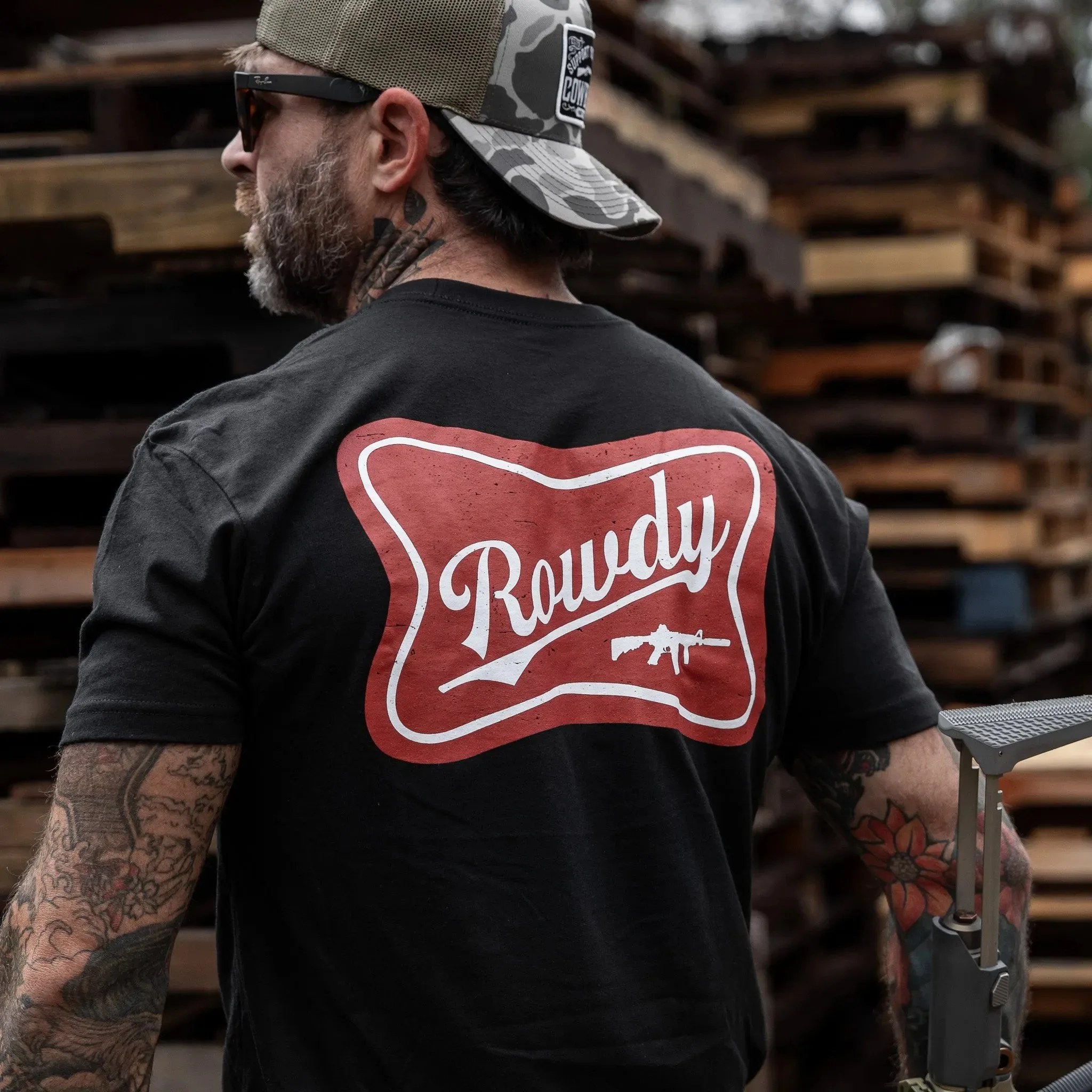 Rowdy Herren-T-Shirt - Combat Iron Militär-T-Shirt - Geeignet für Sportbekleidung Reine Baumwolle