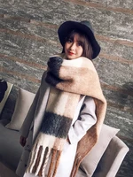 Women Men Knitted Winter Retro Plaid Scarf Imitation Cashmere Pashmina Warm Scarve Pareo Foulard Male Mujer Wrap Shawl Unisex