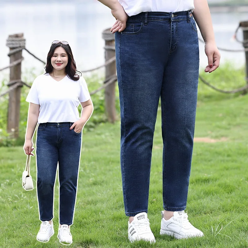 여성용 고품질 겨울 따뜻한 청바지 빅 사이즈 스톤 워시 코튼 데님 플러시 안감 바지 새로운 2023 의류-블루 블랙
