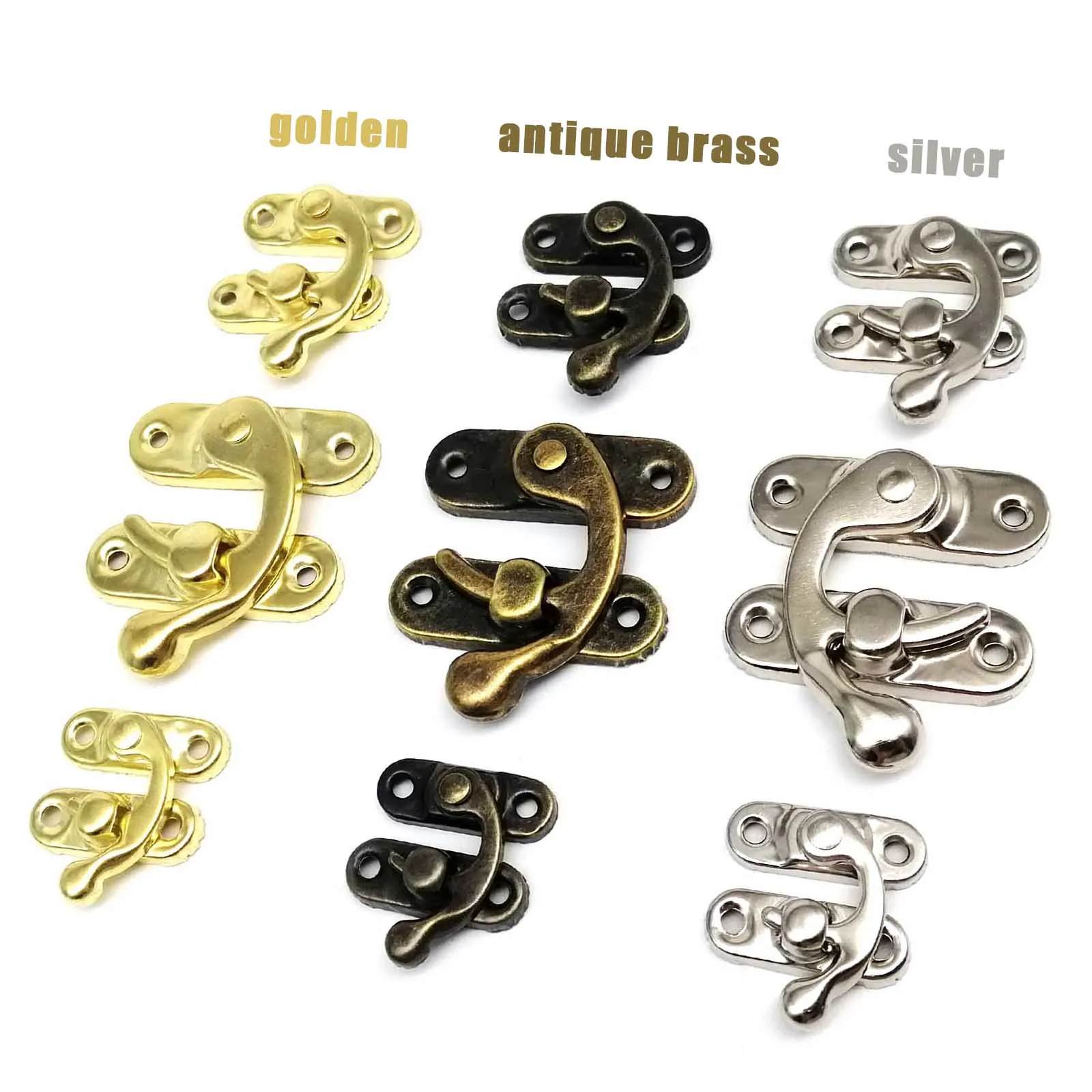 Jewelry Chest Gift Wine Wooden Box Case Toggle Latch Furniture Leather Bag Handbag Suitcase Hasp Hook Lock 3 size color 12pcs