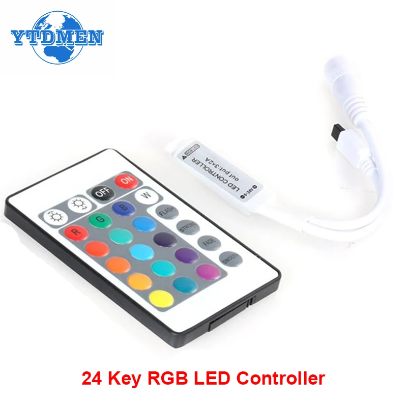 

LED RGB IR Remote Controller 12V Control Dimmer LED Strip Lamp Tape 24Key Mini LED Controller For SMD 2835 3528 5050 Strip Light