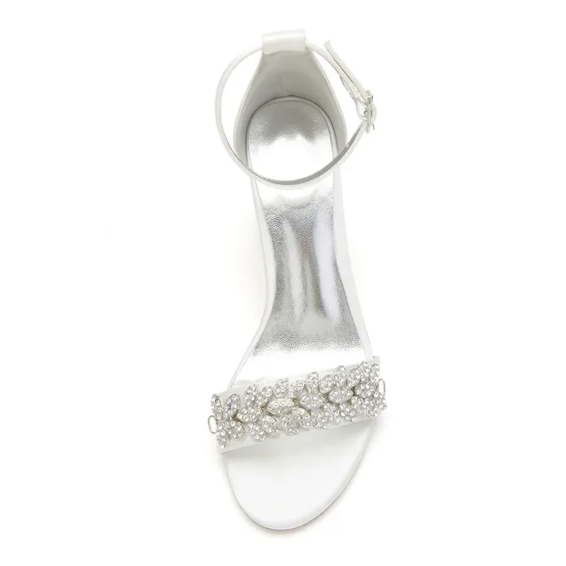 

Элегантные атласные свадебные босоножки на блочном каблуке туфли для невесты с открытым носком ремешок на щиколотке с пряжкой с кристаллами вечерние строгие босоножки для выпускного вечера