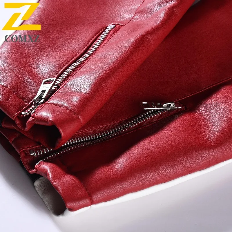 COMXZ Men Retro Leather Jacket Premium Lapel Outdoor Travel Motorcycle Coat American Style Fashion Lightweight Autumn Clothes