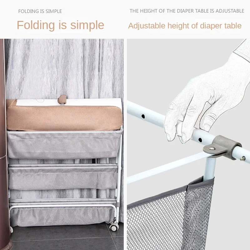 Multifunctional Foldable Baby Care Table &ndash; Massage Shower Station, Diaper Changing Table with Drying Rack, Convenient Storage