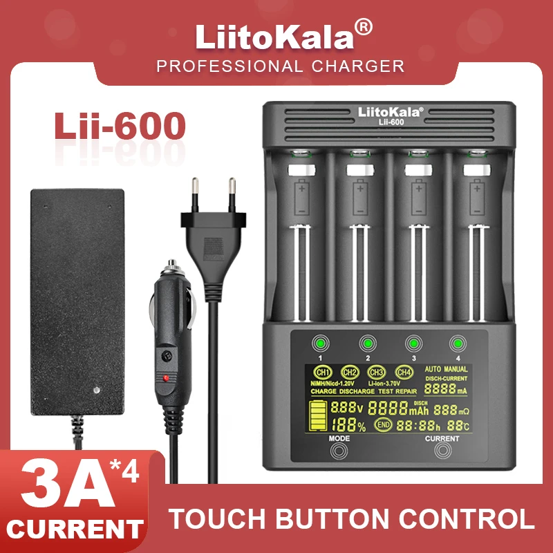 LiitoKala Lii-600 ładowarka do akumulatorów litowo-jonowych za $29.10 ...