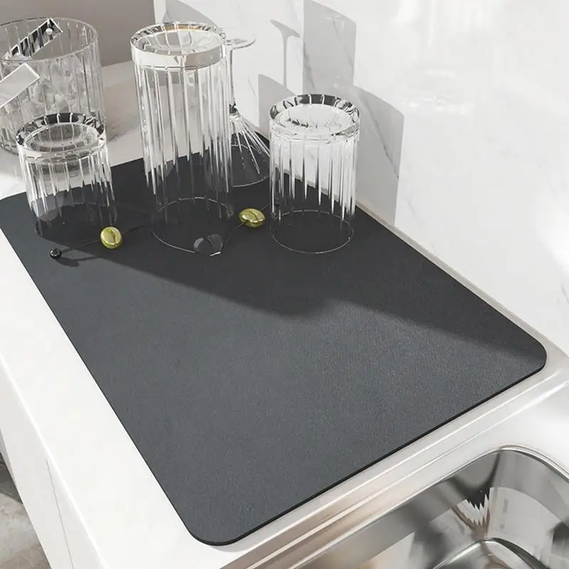 Faucet Mat Kitchen Tools Kitchen Faucet Splash Pad Super Absorbent Mat Non Slip Coffee Bar Countertop Water Absorbing Pad Kitchen Dinnerware Drainer Mats Quick Dry Drain Pad