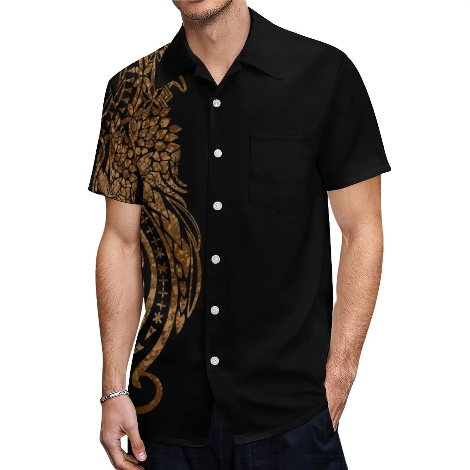 Factory Custom Samoan Clothes Brand Design Chic Super Cheap Samoan Tribal Aloha Shirts Free Shipping Button Shirt For Male