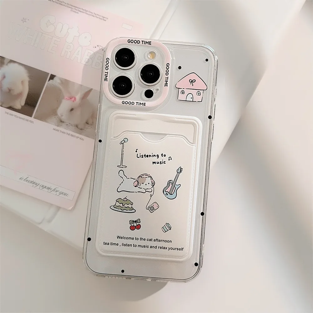 Korean Cute Cat Card Holder Phone Case For iPhone 17 16 15 thumbnail 4