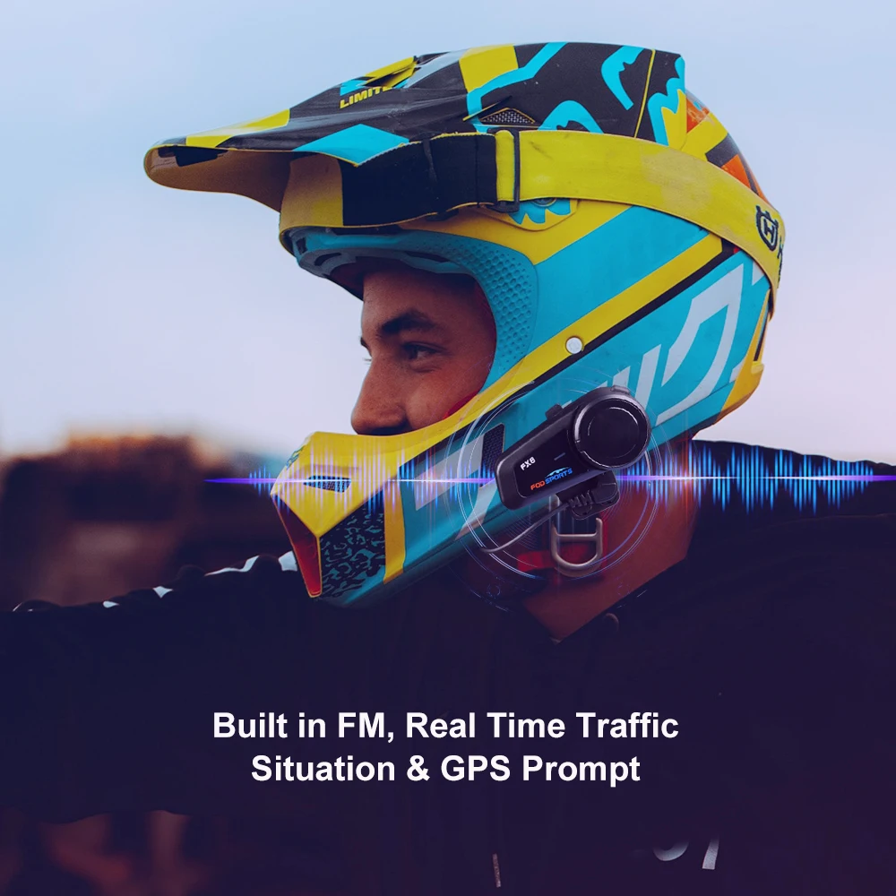 Fodsports FX6 Intercom Motorcycle Helmet Headset Intercomunicador Moto Bluetooth 5.0 Interkom Motocyklowy FM 6 Riders Waterproof