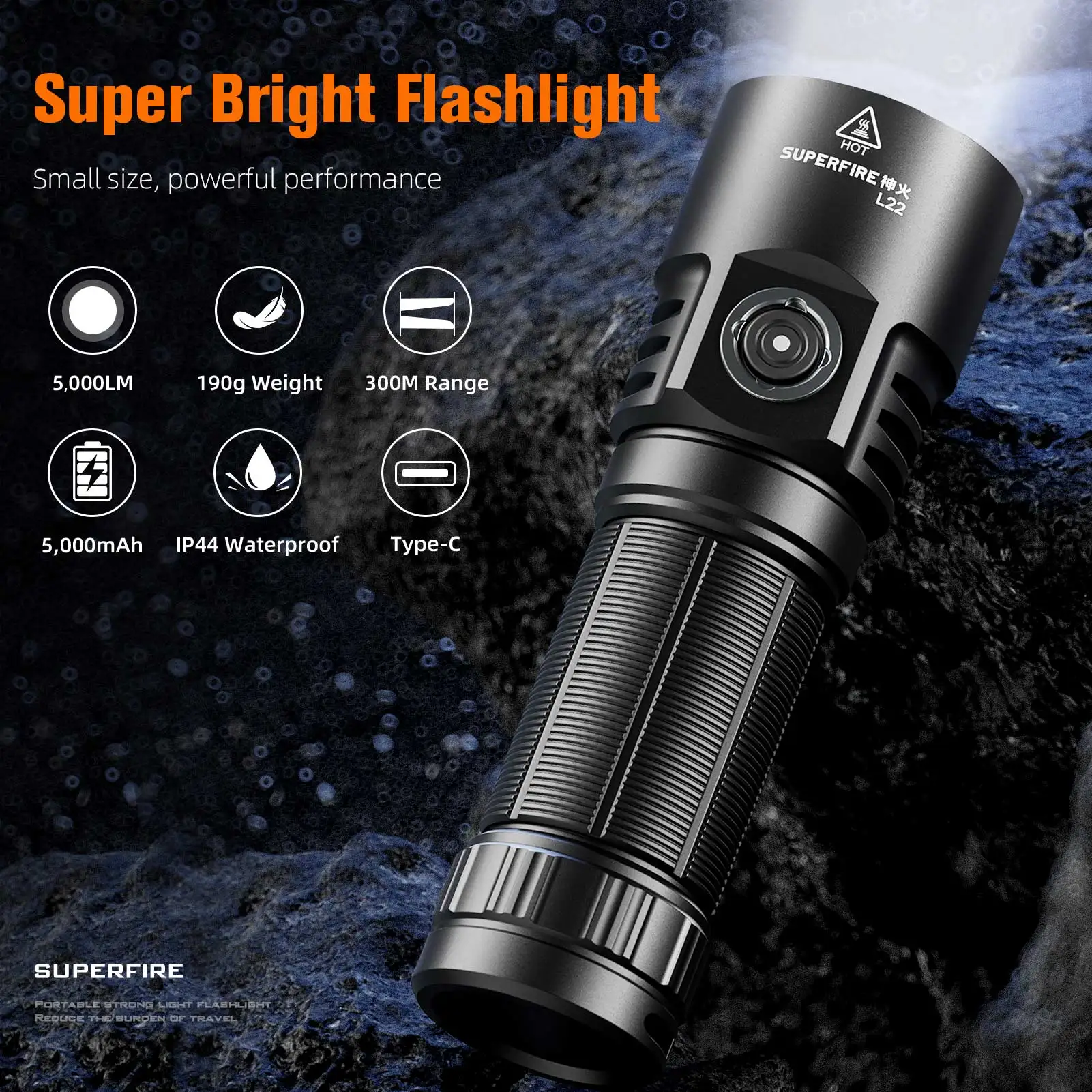 XHP70.2 LED torche rechargeable Zoomable lampe de poche tactique IP65 étanche 5 Modes d'éclairage 100000 Lumens USB Type C sortie lumineuse