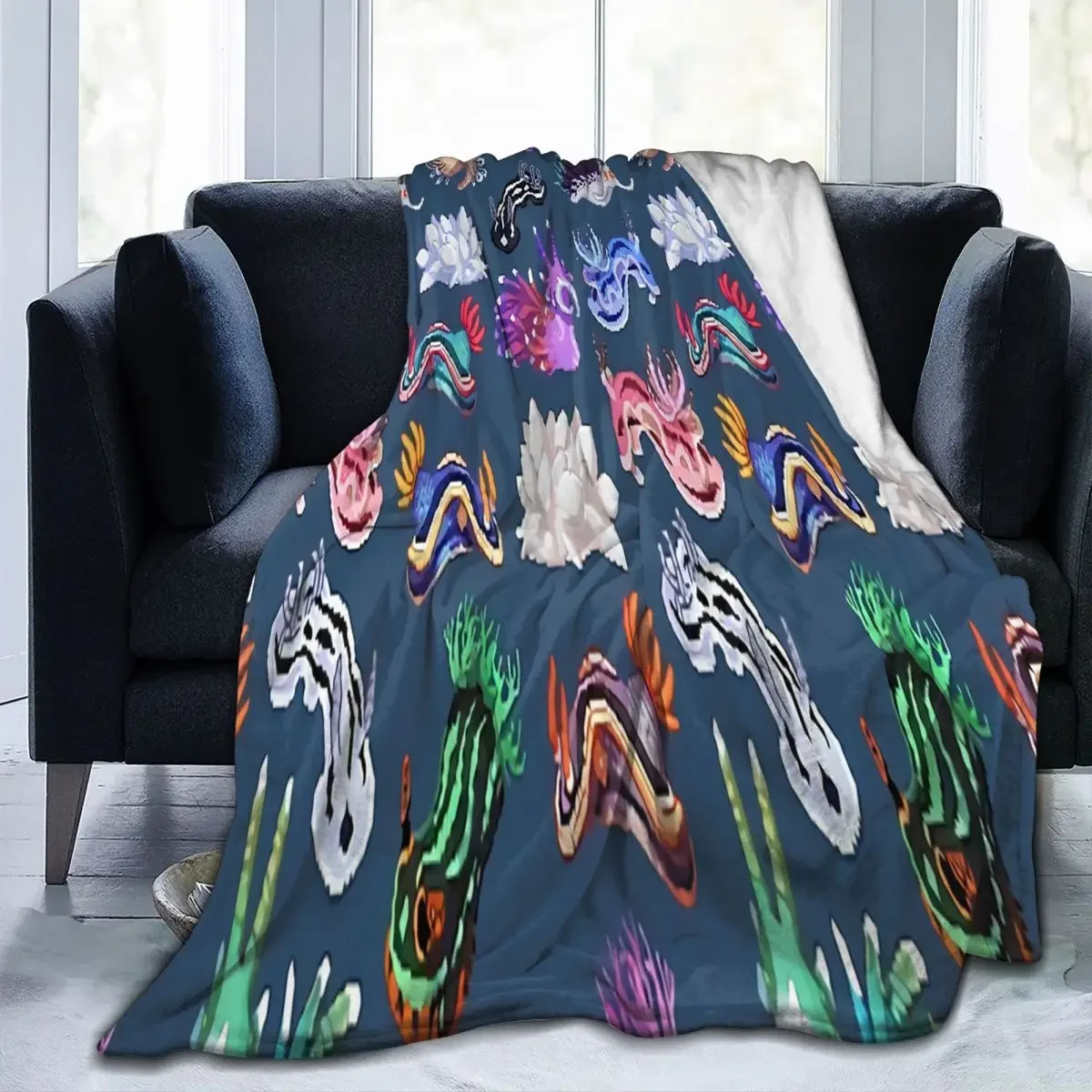 

Nudibranch Throw Blanket Retro Comfortable Camping AntiPilling