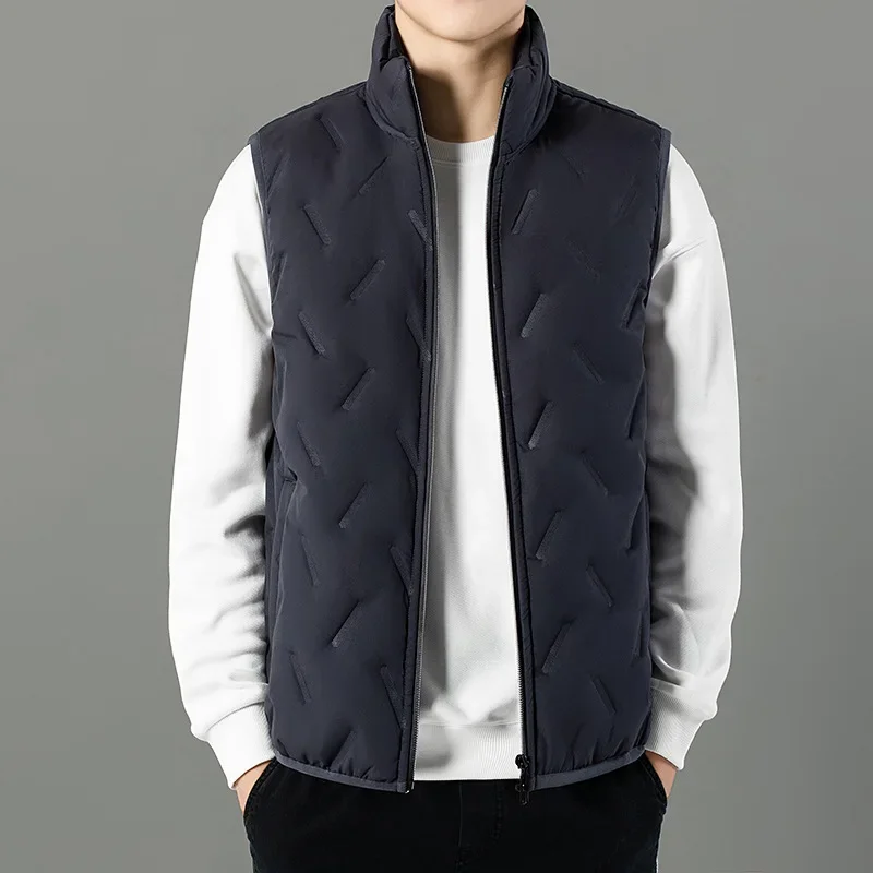 Dress Vests Men's Ultrasonic Fleece-Lined Cotton Vest Casual Fashion Warm Dad's Style Sheep Fur Vest For Spring Autumn