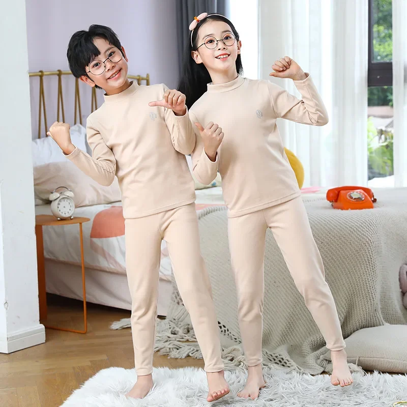 Children Turtleneck Thermal Underwear Set Winter Warm Boys Girls Long Johns Soft Teen Kids Pajamas 3 To 14 Years Boy Loungewear children underwear suits,children clothes