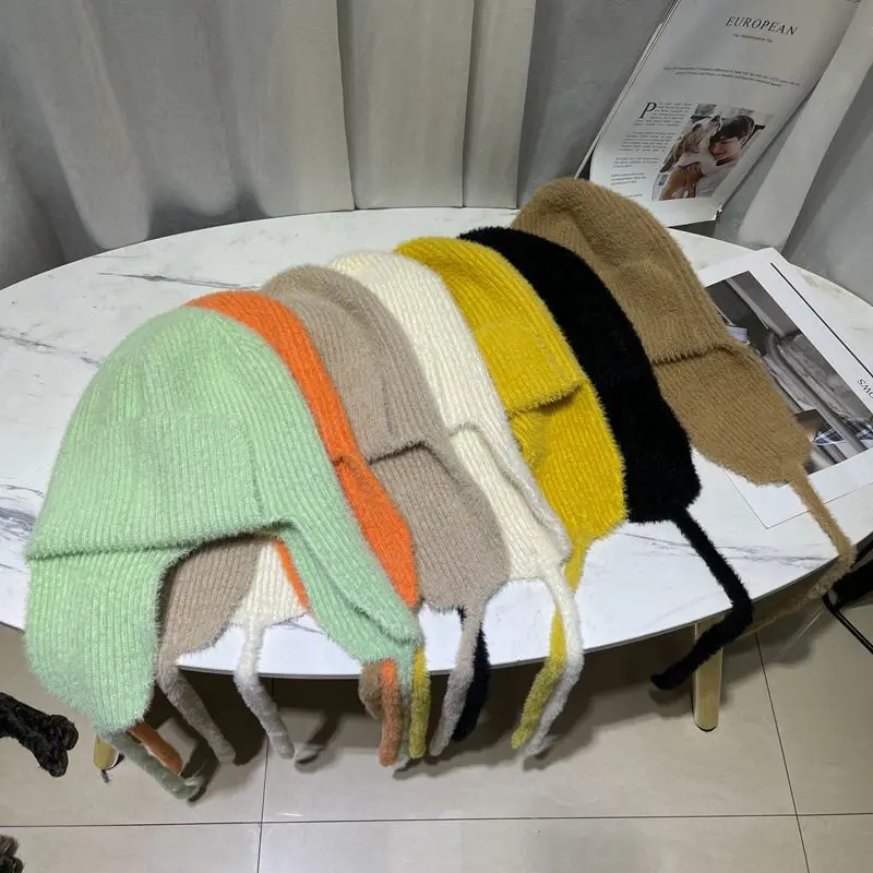 Winter Hat Keep Warm Bomber Hat Women Winter Aviator Trooper Velvet Warm Ear Protection Beanies Russian for Women Earflap Caps