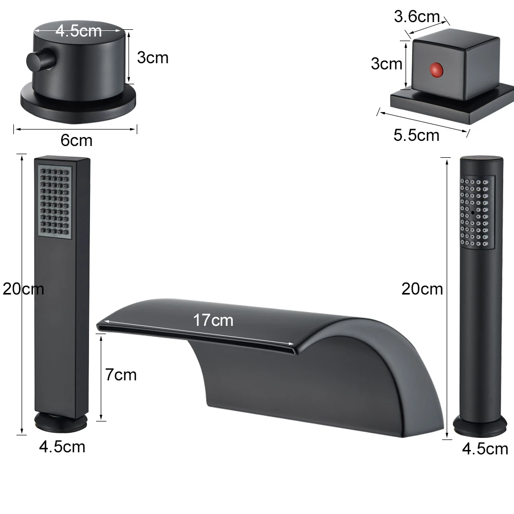 Bathtub Faucet Shower Faucet Widespread Tub Sink Tap Three Handles Hot Cold Water Mixer