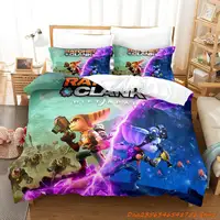 Game Anime Ratchet Clank Rift Apart Bedding Set Cartoon three-piece set Adult Kid Bedroom Duvetcover Sets 3D Kawaii 2