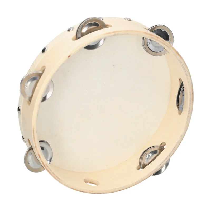 4/6/8 Inch Hand Tambourine with Metal Single Row Jingles Sheepskin Drum Wooden Tambourines Musical Timbrel for Dancine Party hand tambourine