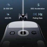 MCHOSE A7 V2 Легкая беспроводная игровая мышь с двойной частотой отскакивания 8 000 Гц PAW3950 TI Игровая офисная мышь для киберспорта — изображение 2