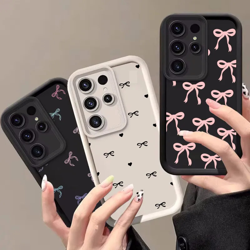 Chic Pink & Black Bow Pattern Phone Case