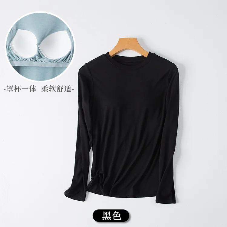 Women T-Shirts Built-in Bra Padded Stretchable Modal Tops Tshirts