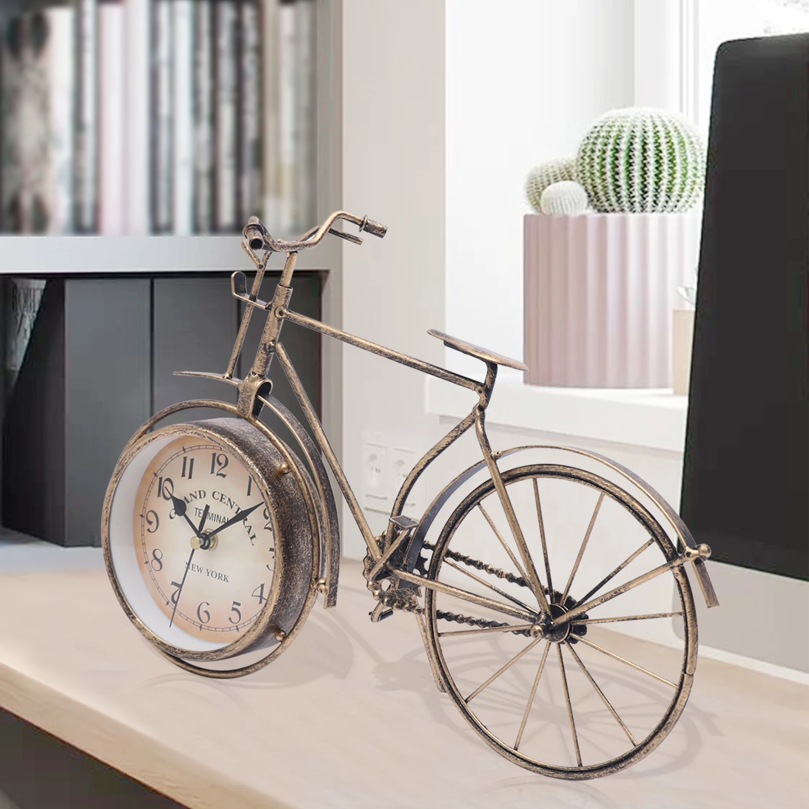 

Bicycle Seat Clock Bike Shaped Clock Tabletop Display Ornament USA Table Bike Clock Desktop Metal Clock Vintage
