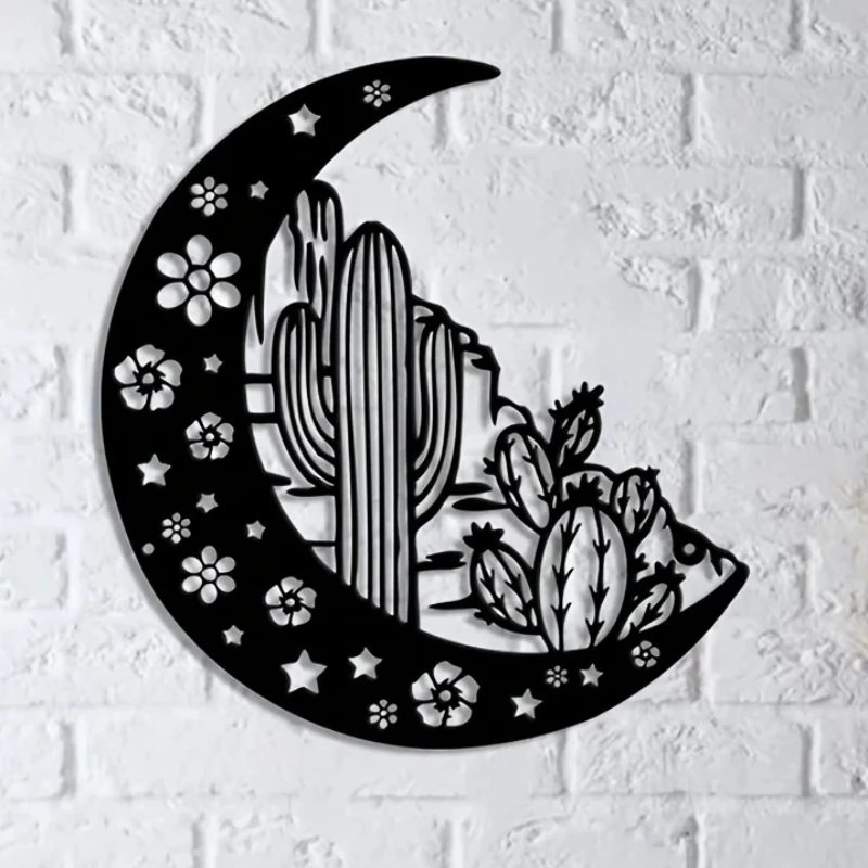

1pc Cactus Moon Metal Sign, Cactus Wall Art, Cactus Wall Decor, Front Door Decor, Outdoor Decor, Door Hanger, Room Decor